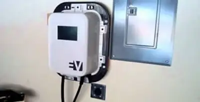 Electric car charger installation with wall-mounted EV charging station in Cincinnati, OH
